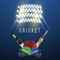 campionato di cricket leagur con casco da cricket vettore