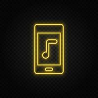 giallo neon icona Telefono, musica, Audio. buio sfondo vettore