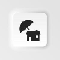 casa, Casa, assicurazione, proprietà icona - vettore. assicurazione neumorfico stile vettore icona. su grigio sfondo