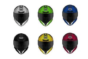 gara casco con diverso colore nel pixel arte stile vettore