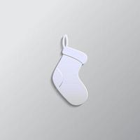 vettore singolo bianca silhouette icona - Natale calzino. vettore icona. carta stile vettore icona su bianca sfondo