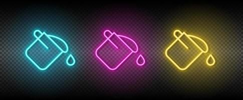 benna, colore, riempire vettore icona giallo, rosa, blu neon impostare. utensili vettore icona su buio trasparenza sfondo