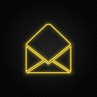 e-mail giallo neon icona .trasparente sfondo. giallo neon vettore icona su buio sfondo
