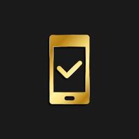 Telefono, dai un'occhiata oro icona. vettore illustrazione di d'oro stile icona su buio sfondo