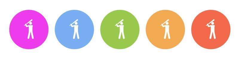 Multi colorato piatto icone su il giro sfondi. baseball multicolore cerchio vettore icona su bianca sfondo