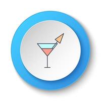 il giro pulsante per ragnatela icona, alcol, cocktail, bere. pulsante bandiera il giro, distintivo interfaccia per applicazione illustrazione su bianca sfondo vettore