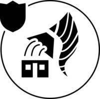 casa, assicurazione, naturale calamità icona illustrazione isolato vettore cartello simbolo - assicurazione icona vettore nero - vettore su bianca sfondo
