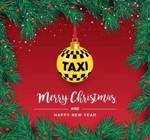 un' bellissimo Natale albero nel il vettore. illustrazione per un' Taxi manifesto. nuovo anni e Natale. Taxi, macchina. vettore illustrazione