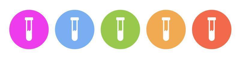 Multi colorato icona test tubo. pulsante bandiera il giro distintivo interfaccia per applicazione illustrazione su bianca sfondo vettore