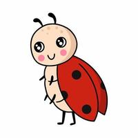 carino insetto. coccinella. vettore scarabocchio illustrazione. etichetta. disegno per bambini.