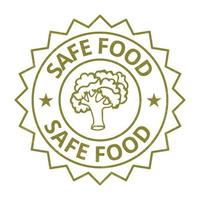 cibo sicurezza icone, sicuro cibo distintivo, sigillo, etichetta, etichetta, etichetta, emblema vettore illustrazione con grunge effetto