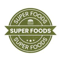 superfood distintivo, super cibo sigillo, superfood etichetta, cartello, etichetta, etichetta, simbolo, emblema, logo, icona, Vintage ▾ stile con grunge effetto vettore