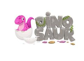 cartone animato divertente dinosauro personaggio e dino uovo vettore
