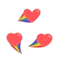 cuore icona con arcobaleno bandiera coda. lgbt supporto e amore design. lesbica, gay, bisessuale, transgender rappresentazione simbolo. vettore