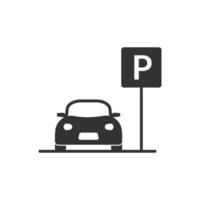auto parcheggio icona isolato su bianca sfondo vettore