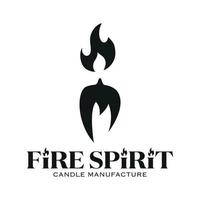 candela produzione logo. attività commerciale logotipo per azienda con candela fiamma. silhouette di candela con ardente fuoco stoppino vettore