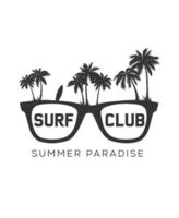 Surf club t camicia modello design. vettore