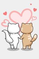 coppia di gatti si innamorano nell'illustrazione del fumetto di San Valentino vettore