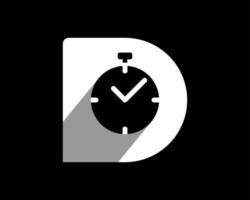 lettera d iniziali monogramma Timer tempo orologio cronometro allarme semplice minimo icona vettore logo design