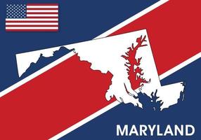 Maryland carta geografica - Stati Uniti d'America, unito stati di America carta geografica vettore modello. bianca colore carta geografica su bandiera sfondo per disegno, Infografica - vettore illustrazione eps 10