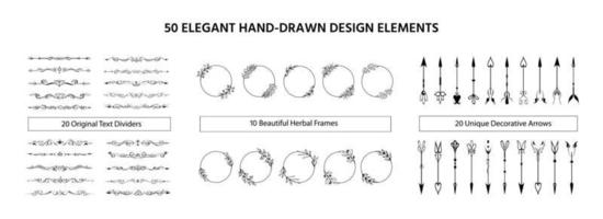 impostato di 50 elementi, divisori, cornici, frecce vettore