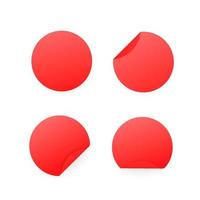 autoadesivi del cerchio di carta rossa in bianco isolati su priorità bassa bianca vettore