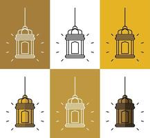 impostato di islamico a tema lanterne, con linea disegni, sagome e attraente colori. vettore illustrazione di islamico vacanza, può essere Usato per ragnatela icona.