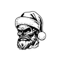 un' festivo toccare per il iconico cranio testa, Questo mano disegnato illustrazione Caratteristiche un' Sorridi cranio indossare un' Santa Claus cappello. Perfetto per il vacanza stagione vettore