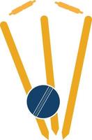 cricket wickets e palla logo. porticina e bails logo. cricket campionato logo. cricket logo vettore