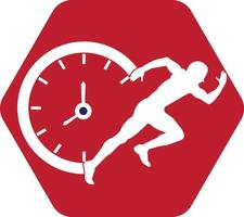 tempo correre vettore logo modello. Questo design uso orologio e forr simbolo. adatto per gestione.