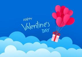 happy valentines day card con confezione regalo vettore