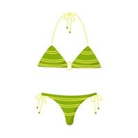 costume da bagno separato delle donne verdi, costume da bagno per nuotare e prendere il sole sulla spiaggia, ClipArt vettoriali su uno sfondo bianco in uno stile piatto.