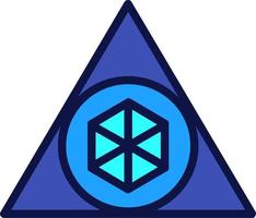 geometrico icona di triangolo. cerchio e cubo nel il triangolo con blu colore. illustrazione di geometrico per grafico risorsa. semplice forma di geometria per design elemento, decorazione, cartello o simbolo vettore