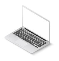 mockup di vettore di computer portatile moderno. illustrazione fotorealistica del taccuino di vettore. illustrazione vettoriale isometrica isolato su sfondo bianco