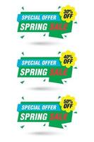 speciale offrire primavera vendita verde etichette impostare. vendita 30, 40, 50 via sconto vettore