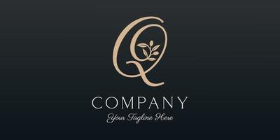 lettera q combinato ramoscello oliva olio logo design modello.