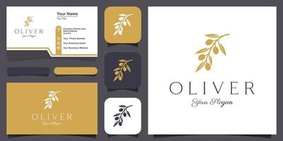 ramoscello oliva olio logo design modello. vettore