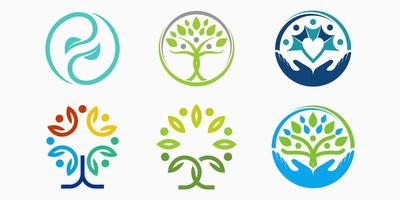 umano albero logo design l'ambiente amichevole le persone. vettore illustrazione
