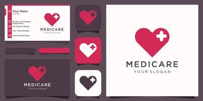 attraversare più cuore medico logo icona design modello elementi vettore