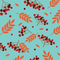autunno modello con Rowan ramo, arancia le foglie e rosso frutti di bosco. realistico 3d maglia Rowan ramo senza soluzione di continuità vettore autunno modello. autunno colorato floreale sfondo. vettore illustrazione