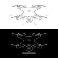 set di icone vettoriali droni, contorno bianco e nero