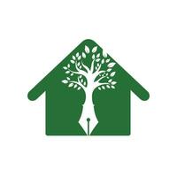 albero penna vettore logo design modello. scrittore casa e natura logo concetto.