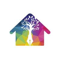 albero penna vettore logo design modello. scrittore casa e natura logo concetto.