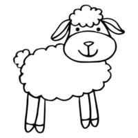 colorazione pagina schema di cartone animato pecore. pagina per colorazione libro di divertente agnello per bambini. attività incolore immagine di carino animali. anti stress pagina per bambino. nero e bianca vettore illustrazione.