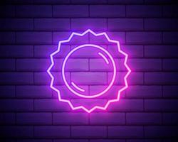 icona di sole rosa incandescente neon ui ux. segno incandescente logo vettoriale isolato su backogrund muro di mattoni