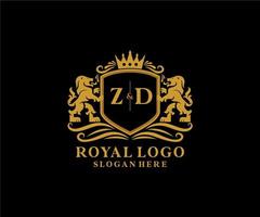 iniziale zd lettera Leone reale lusso logo modello nel vettore arte per ristorante, regalità, boutique, bar, Hotel, araldico, gioielleria, moda e altro vettore illustrazione.