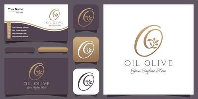lettera o combinato ramoscello oliva olio logo design modello. vettore