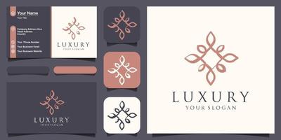 ornamento elegante logo design foglia per bellezza, cosmetici, yoga e spa vettore