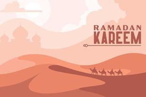 Ramadhan kareem deserto paesaggio vettore