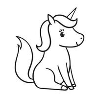contento unicorno vettore, testa ritratto cavallo etichetta, mano disegnato stile, cartone animato, illustrazione, compleanno decorazione tema illustrazione. vettore